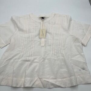 Universal Thread Womens XL Cream White Pintuck Henley Short Sleeve Blouse New